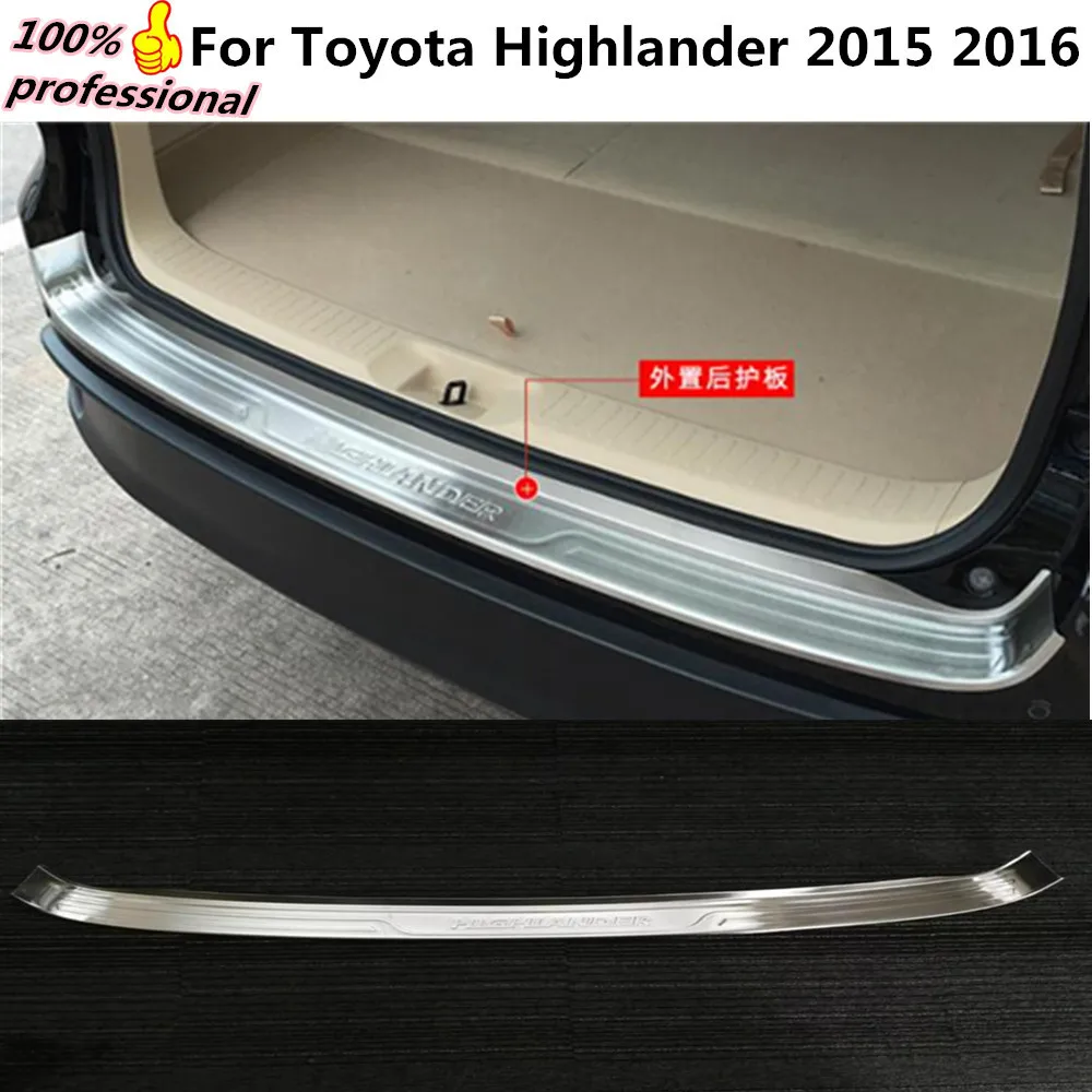 Car body External Rear Bumper trim frame styling detector Stainless Steel plate pedal 1pcs for Toyota Highlander 2015 2016 for porsche cayenne 2015 stainless steel outer rear bumper foot plate trim 1pcs car styling