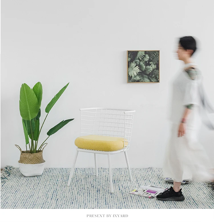 [InYard original] metal chair / Nordic grid outdoor / indoor multifunctional meeting with soft metal chair dining room chair