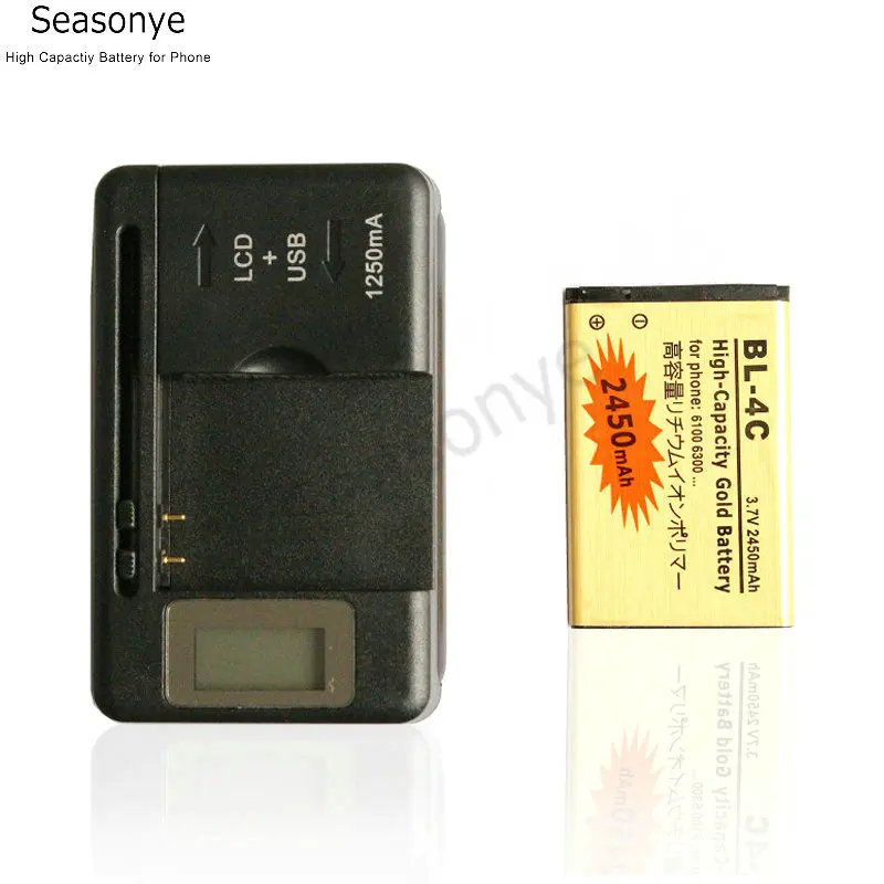 

Seasonye 2450mAh BL-4C / BL 4C / BL4C Gold Replacement Battery + LCD Charger For Nokia 6100 6300 2220s 2228 2650 2652 2690 2692