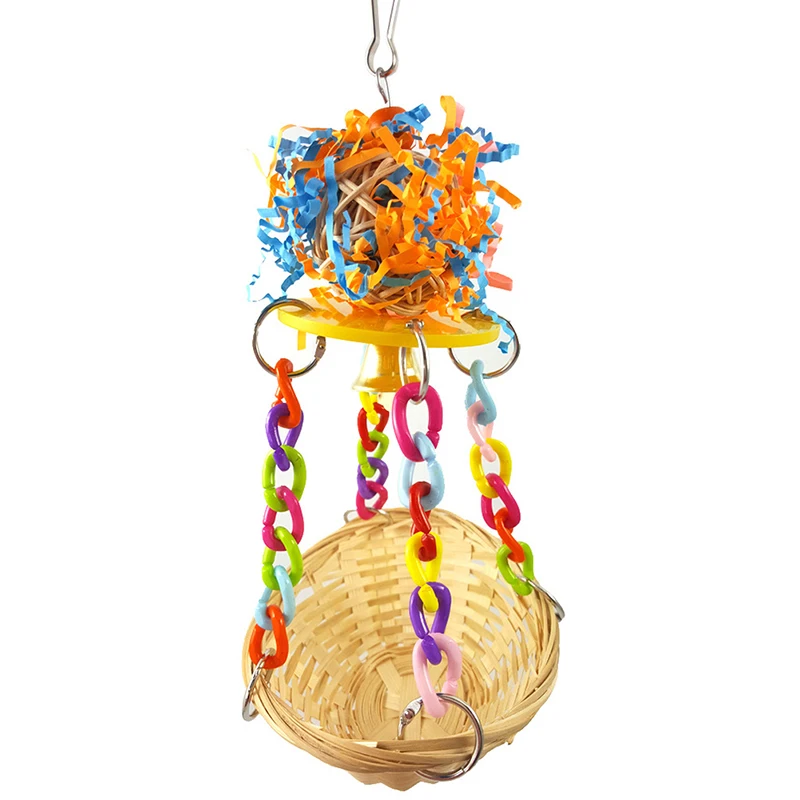 New Arrival Parrot Toys Bird Rattan Ball Spinning Chewing Toy Hanging