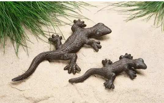 

Free shipping,2pcs/lot,Distressed cast iron gecko ornaments wall hanging set wall mural garden decoration