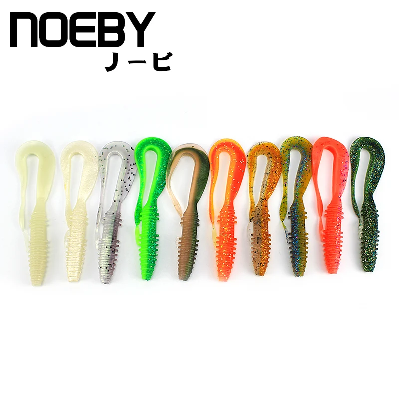 

NOEBY 6 pcs/lot Soft Lure 80mm/2.5g U-shape tail Fishing Lure Artificial Bait Lures Soft Worm Long Tail Grubs Fishing tackle