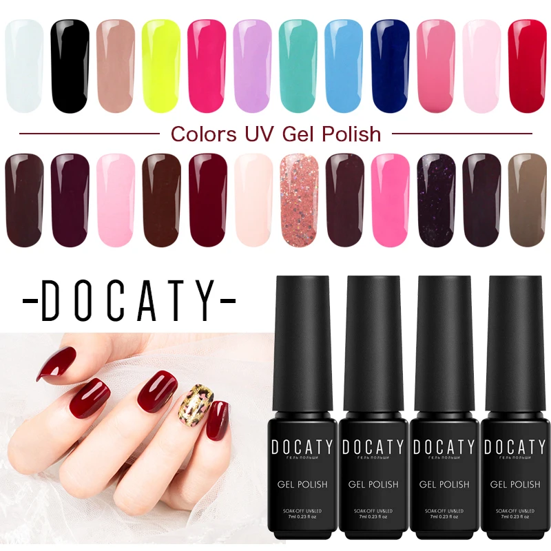 

Docaty 7ml Nail Polish Gel Nude Color Uv Led Semi-permanent 24 Colors Hybrid Gel Nail Polish Natural for Nails Art Primer