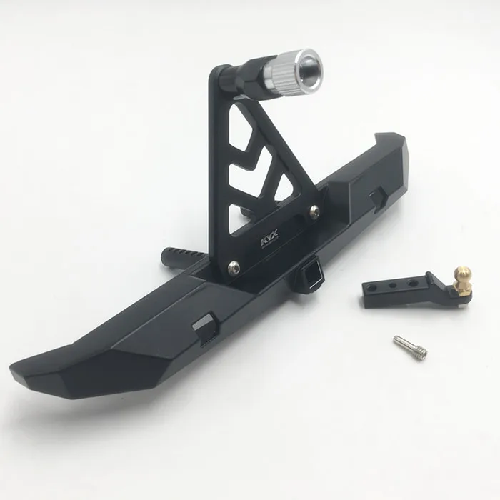 

1PCS KYX 1:10 Wrangler Rear Bumper 43mm Hole Distance Anti Collision Bumpers with Trailer Hook+Spare Tire Rack for RC Cars