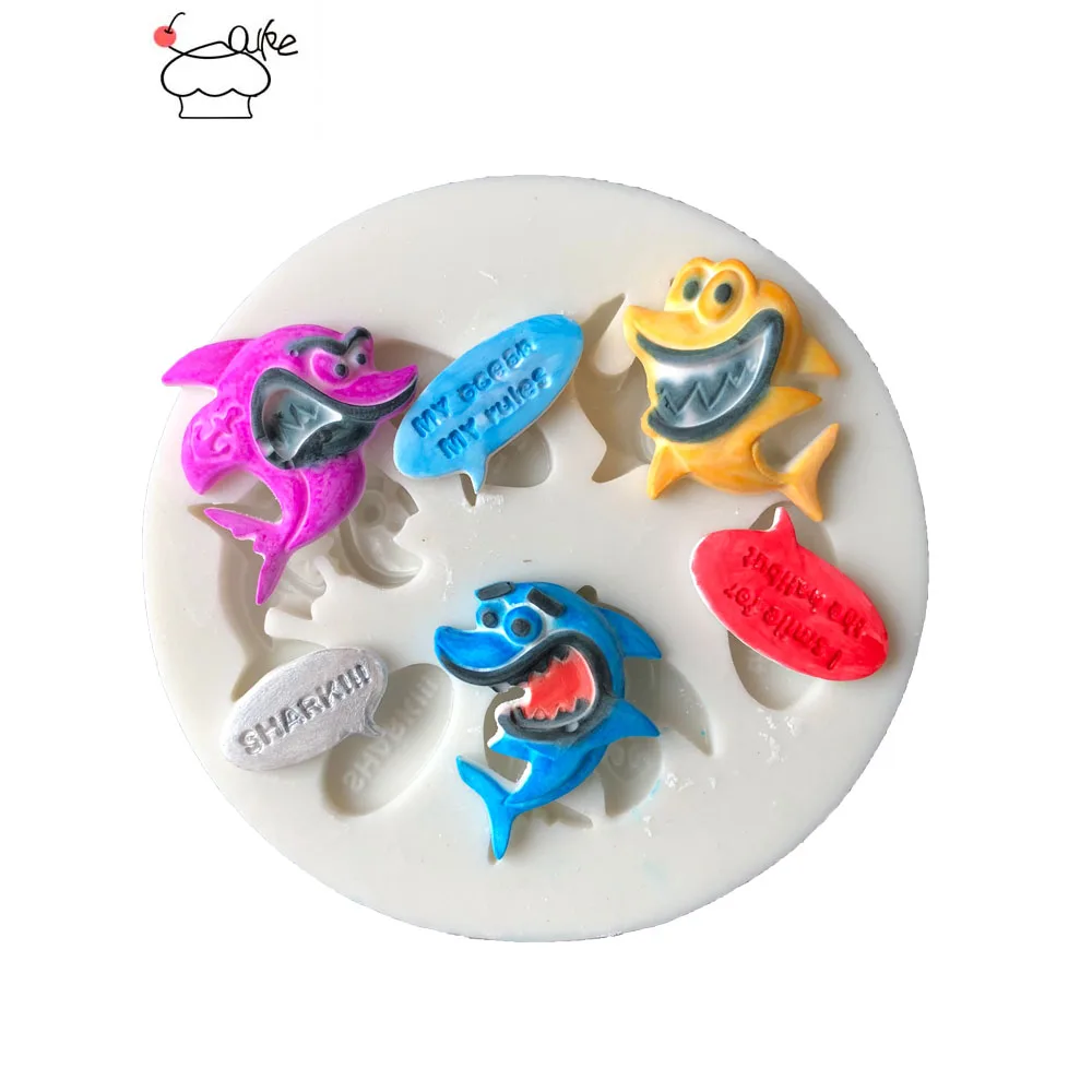 Aouke Shark Fondant Cupcake Decorating Molds Cake Silicone Mold Sugarpaste Candy Chocolate Gumpaste Clay Mould J171 | Дом и сад