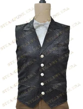 Halloween Costume Black Jacquard Cloth Single Breasted Victorian Steampunk Waistcoat