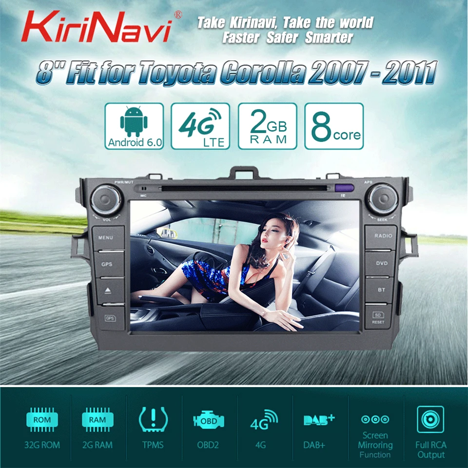 Discount KiriNavi Octa core 4G LET android 7 touch screen radio for toyota corolla car dvd player 2007 - 2011 support 4K Video 4G 0 Discount KiriNavi Octa core 4G LET android 7 touch screen radio for toyota corolla car dvd player 2007 - 2011 support 4K Video 4G 0