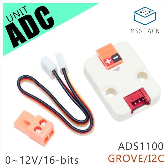 M5Stack официальный блок ADC 16 бит I2C Модуль ADS1100 от 0 В до 12 аналогово цифровой