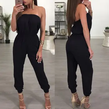 

Hot Sexy Playsuit 2018 New Summer Women Ladies Strapless Off Shoulder Ladies Clubwear Bodycon Party Jumpsuit Romper Trousers New