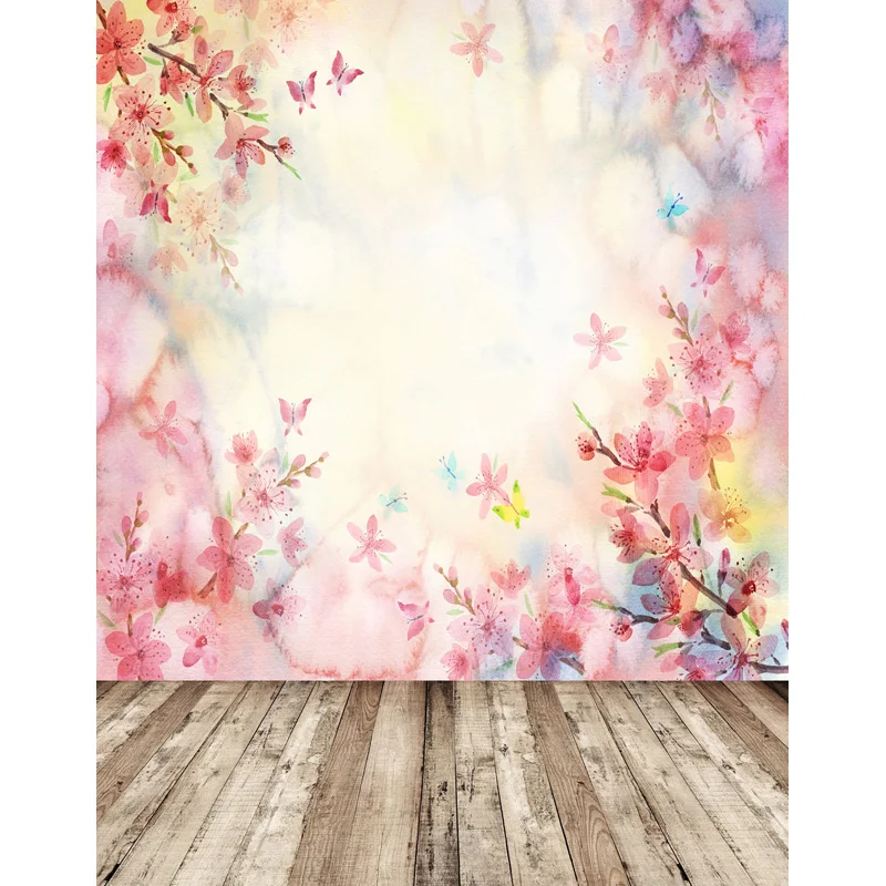 

Vinyl Photography Backdrops Flower wall wooden floor background 5x7ft backdrops for Photo Studio fotografia Computer printing