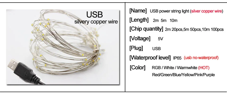 Светодиодный струнный светильник s батарея Сказочный светильник usb СВЕТОДИОДНЫЙ светильник s Декоративная гирлянда outdoor2M 5M 10M Сказочный светильник для luces Led decoracion