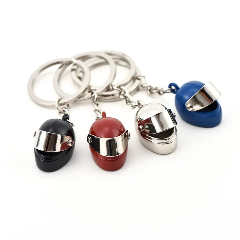 Creative Metallic Paint Motorcycle Helmet Keychain Personality Bag