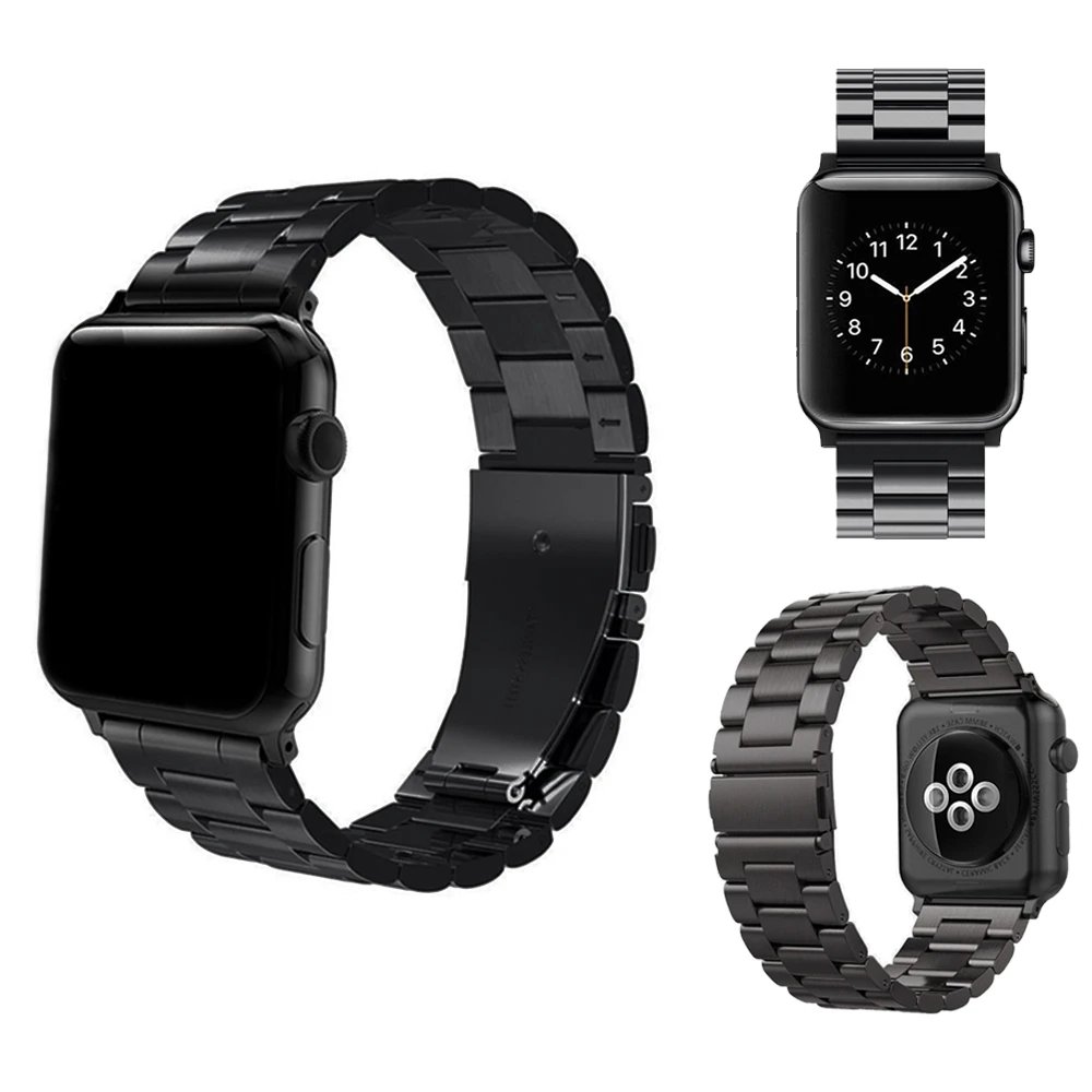 gold apple watch 4 with black band