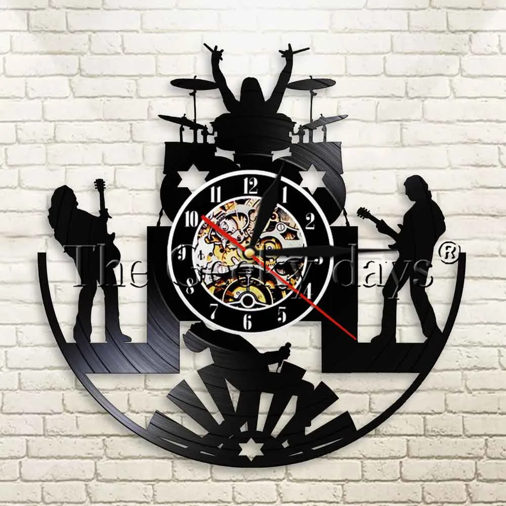 

1Piece Rock Music Band Wall Clock Rock Music Wall Clock Retro Time Clock Vintage Decor Wall Clock Gift For Musician Music Lover