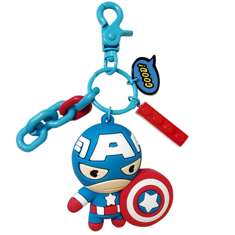 

Creative Avenger 4 key ring rings Spider Man Iron Man Captain America bag pendant collection model toys figure for gifts B555