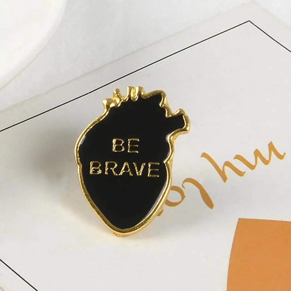 Эмалированная булавка Brave Heart черные человеческие булавки в виде сердца