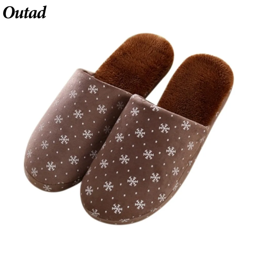 Outad Snow Flowers Winter Home Warm Comfortable Anti-skid Soft Indoor Women Slippers For Ladies Shoes