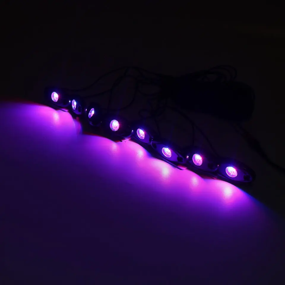 

New 1 Cable with 8 Mobile Phone Bluetooth Control Colorful RGB Atmosphere Lamp Car LED Control Light Vehicle Bottom Lamp Hot