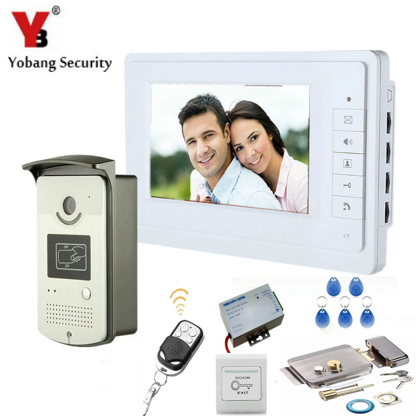 

YobangSecurity Video Intercom 7"Inch Door Phone Doorbell Entry System RFID Card Access Control With Door Lock Remote Controller