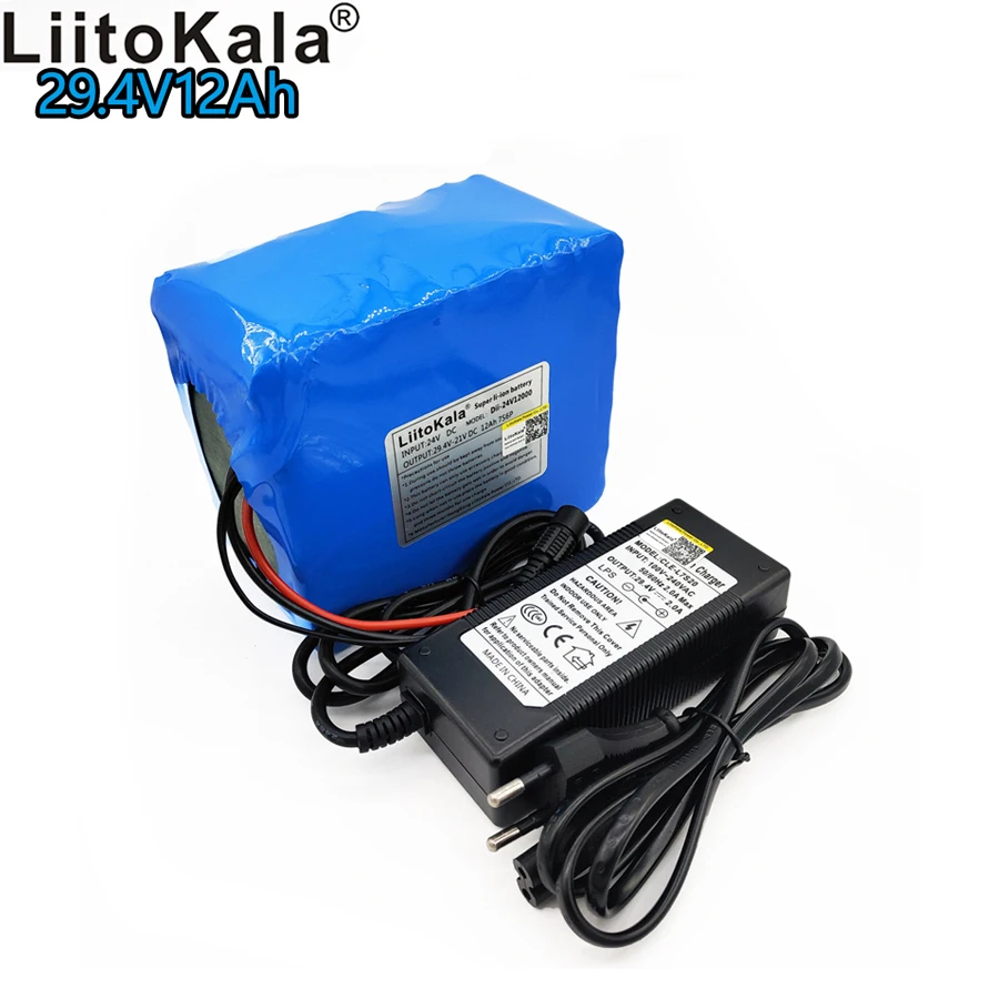 

Liitokala 24v battery 24v 12ah lithium battery pack 29.v battery 7s6p lithium ion rechargeable battery bms 7s with 2A charger