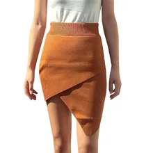 Осенняя Женская трикотажная юбка-карандаш эластичная высокая талия Сплит Фасонная юбка Женская Асимметричная облегающая мини-юбка AB955