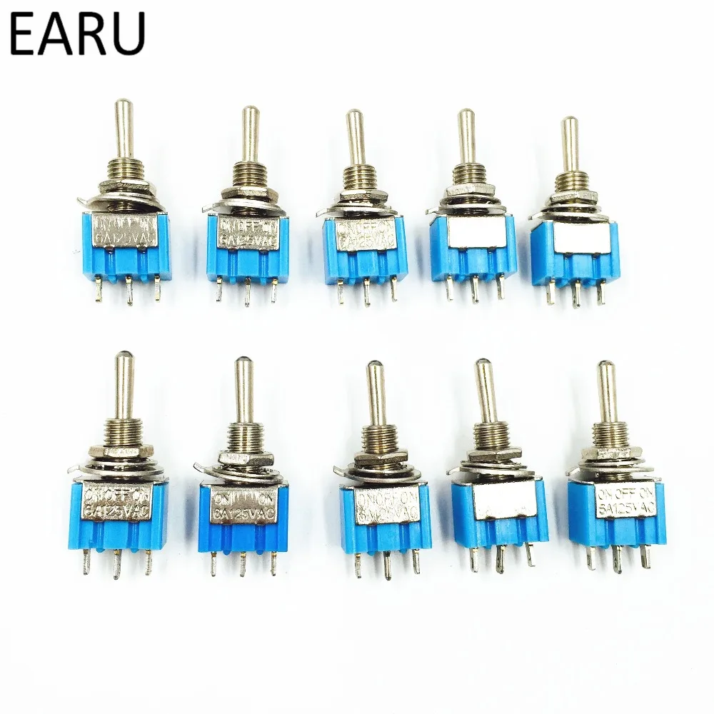 Toggle Switch 10Pcs DIY Toggle Switch ON-OFF-ON / ON-OFF 3Pin 3 Position Latching MTS-103 MTS-102 AC 125V/6A 250V/3A Power Button Switch Car
