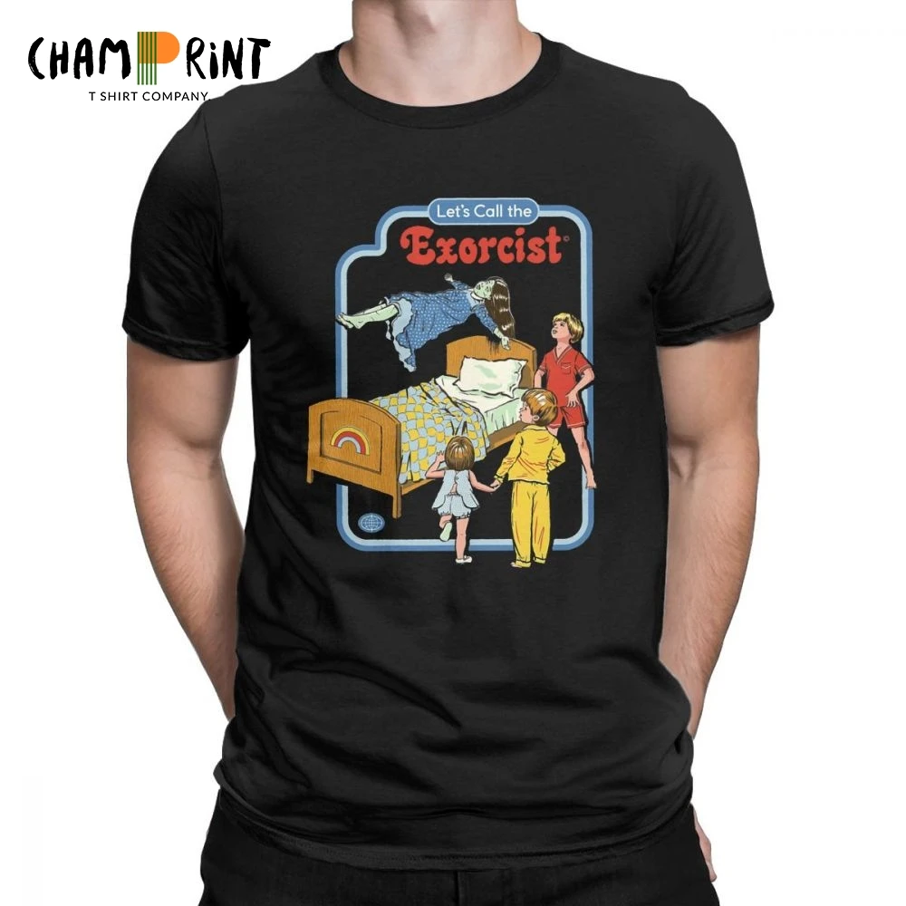 

Let's Summon Demons T-Shirts Funny Men Pure Cotton Tees Let's Call The Exorcist 80's Vintage T Shirts Horror Custom Clothing