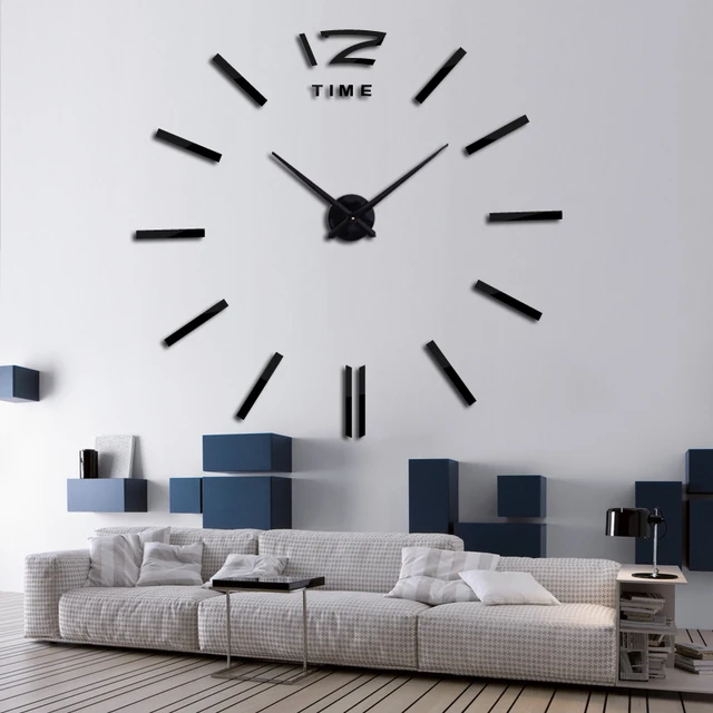 sale wall clock watch clocks 3d diy acrylic mirror stickers Living Room Quartz Needle Europe horloge free shipping 2