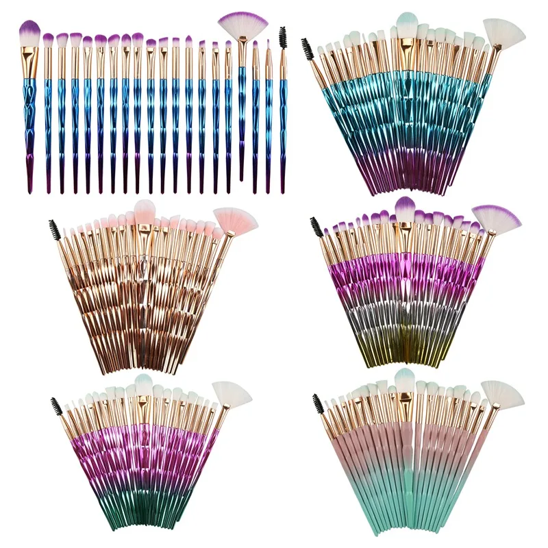 

20Pcs Diamond Colorful Makeup Brushes Set Powder Foundation Blush Blending Eye shadow Lip Cosmetic Beauty Make Up Brush Tool Kit
