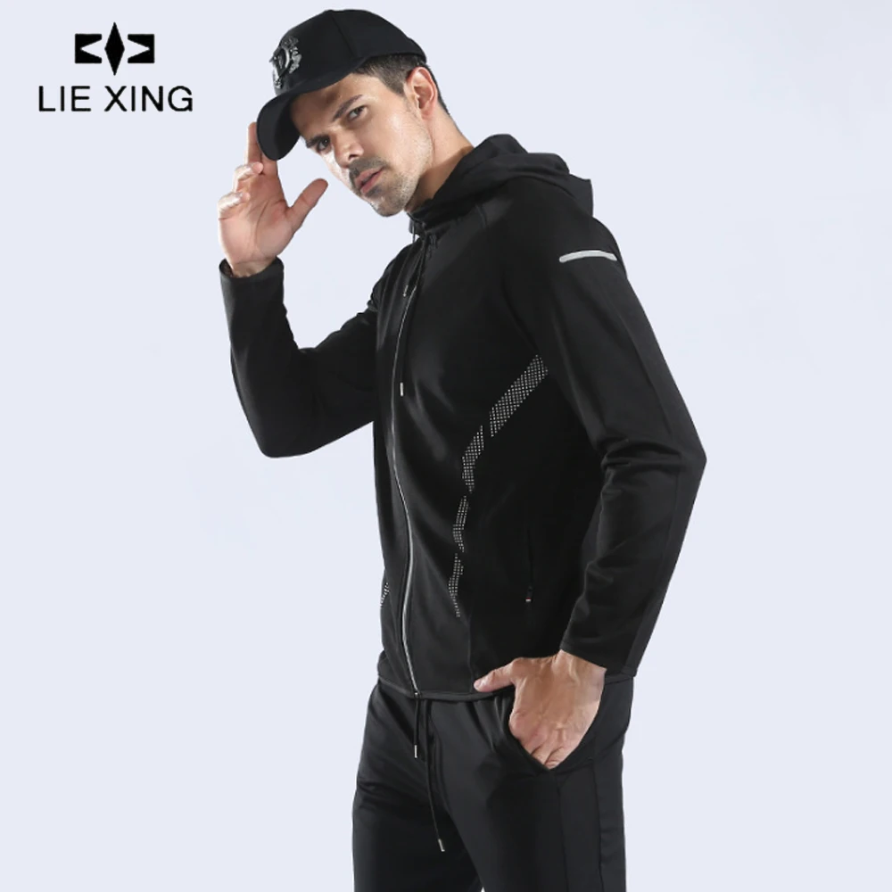 

LIEXING Reflective running hoodie Jacket Winter Hooded Sports Jacket Men Fitness Top Outdoor Gym Windbreaker Jersey Running Coat