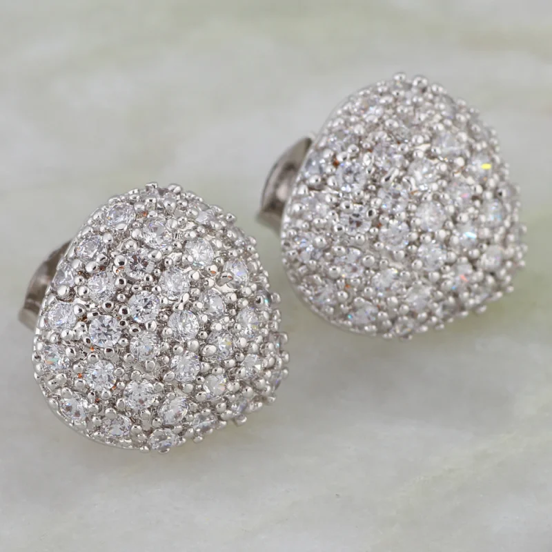 

Women Fashion White Gold CZ Stud earrings Love Gift jewelry JE037