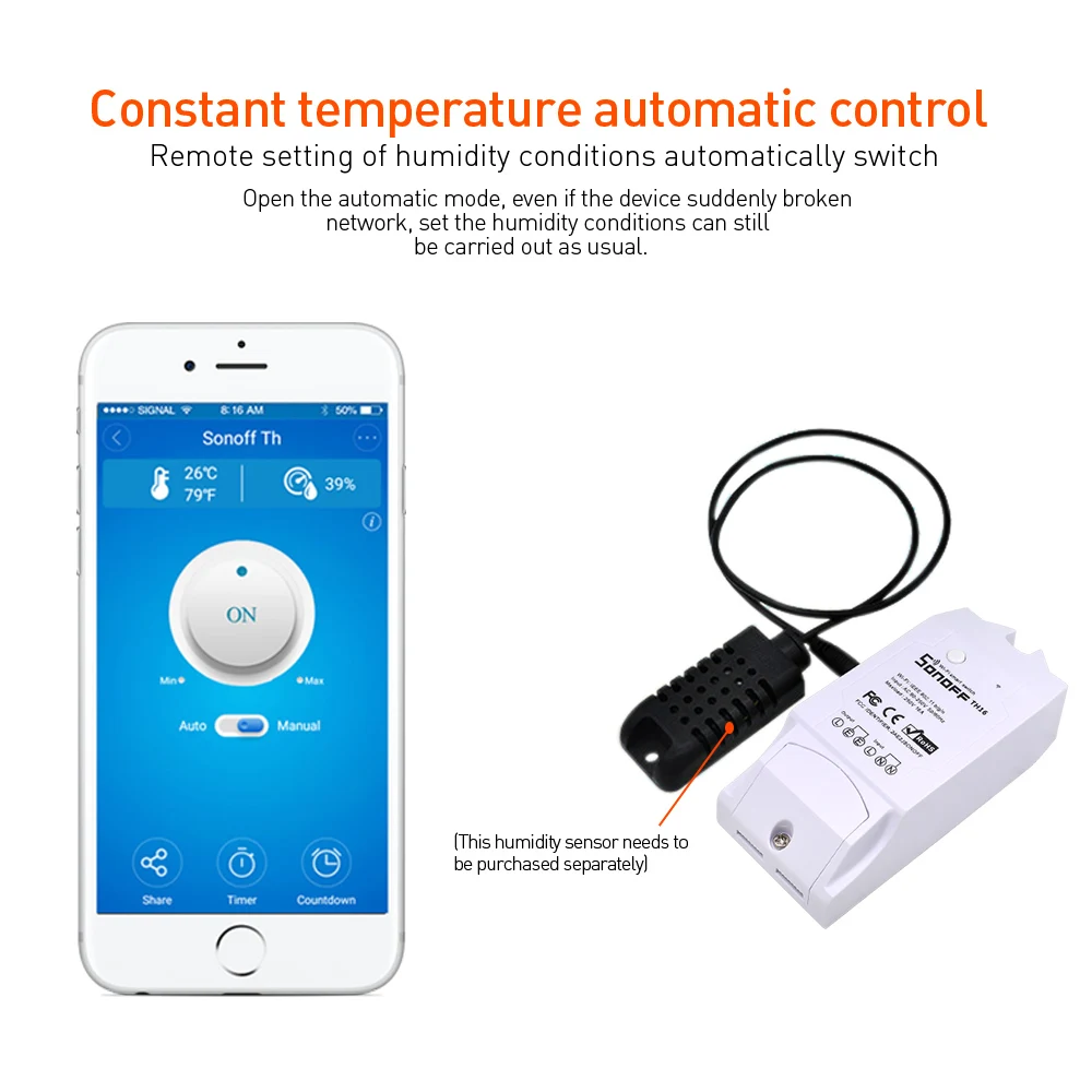 ITEAD Sonoff TH10 TH16 WIFI Switch si7021 Temperature Humidity Sensor Wifi Remote Control For Smart Home Automation Module 16A