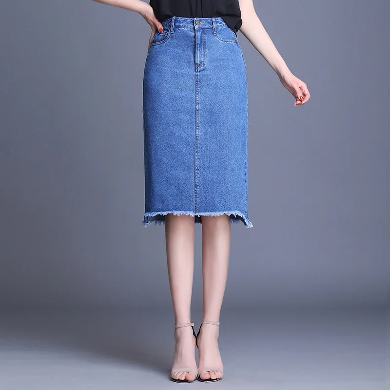 2019 новая весенне-летняя джинсовая юбка женские юбки длинная юбка с высокой талией