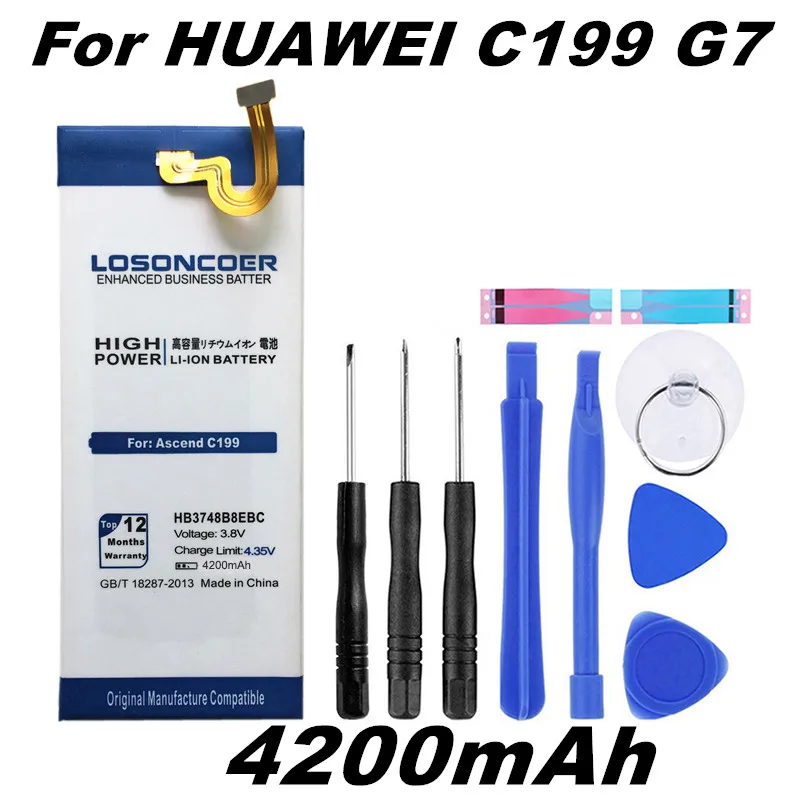 

LOSONCOER HB3748B8EBC 4400mAh For Huawei Ascend C199 G7-TL100 C199-CL00 C199S G7 RIO-AL00,TL00 CL00 L02 L03 L11 L01 UL00 Battery