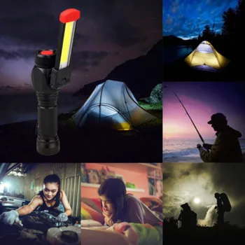 

Hot LED Flashlight Torch USB Rechargeable LED Work Light Magnetic COB Hanging Hook Lanterna For Outdoor Camping Car Repair Lamp