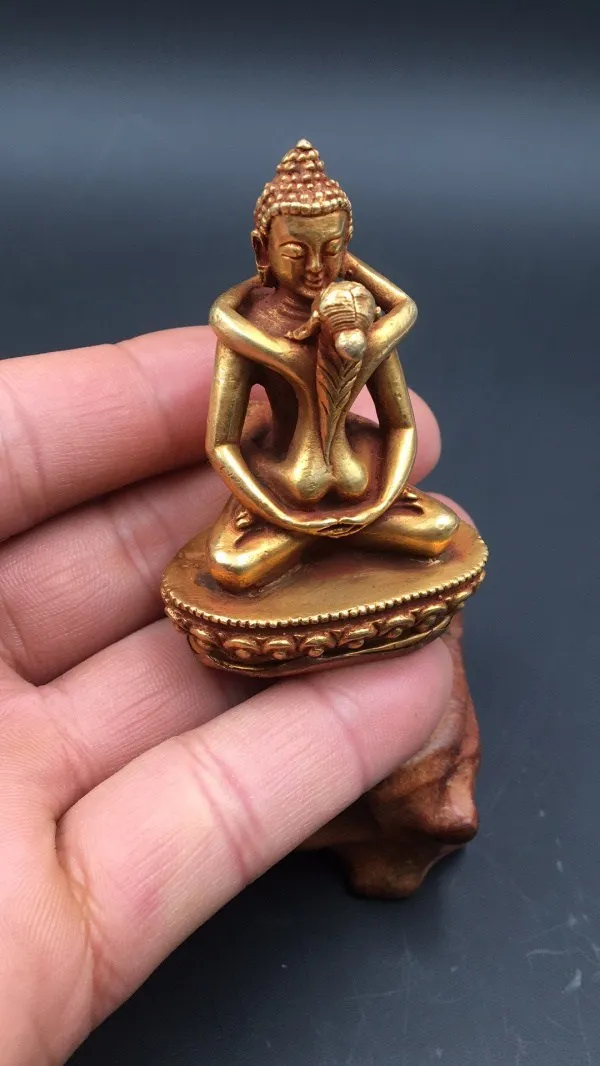 

Special offer # HOME family TOP efficacious Protection # India Tibetan Buddhism Happy Buddha brass statue talisman- small size