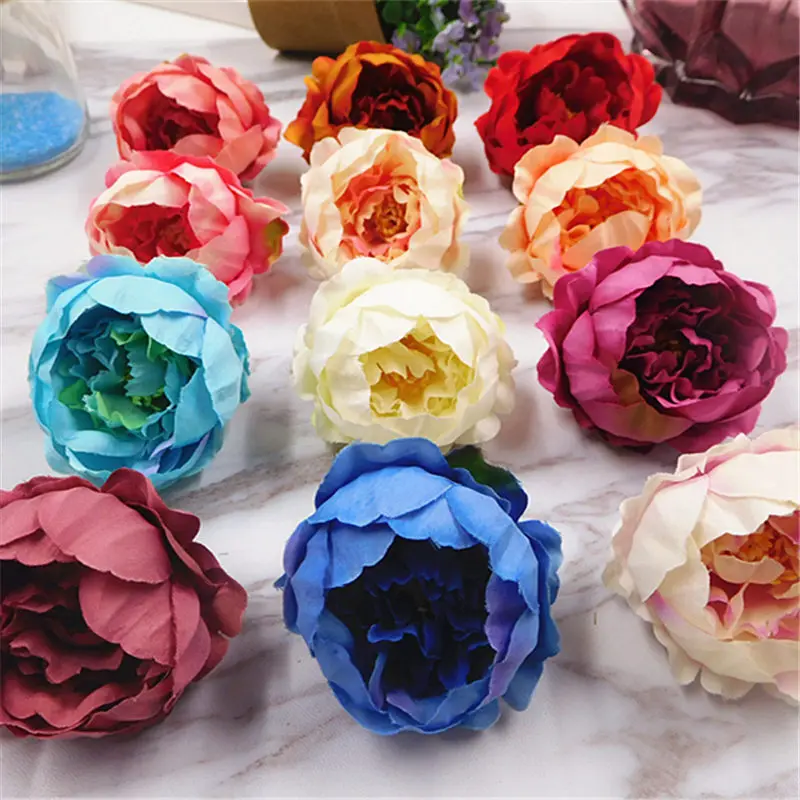 

10 pieces 5.5cm Peony flower head silk Artificial Flowers For Wedding Decoration DIY Decorative Wreath Fake Flowers