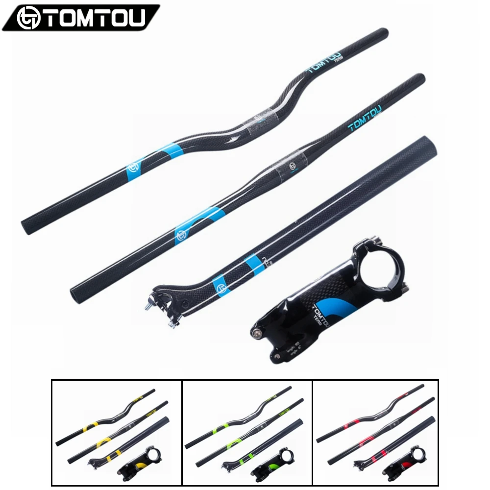 

TOMTOU 3K Carbon Fiber Cycling Mountain Handlebar + Backward Seatpost + Stem Bike MTB Handlebars Sets Bicycle Parts