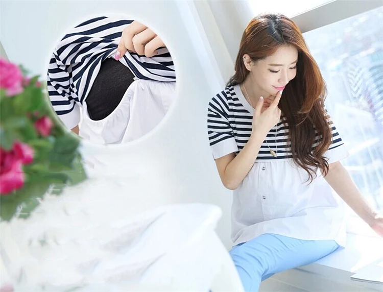 Maternity Nursing top Fashion Maternity Clothes Breast feeding Tops&T-shirt for Pregnant Women Casual pregnancy T-shirt Clothes (22)