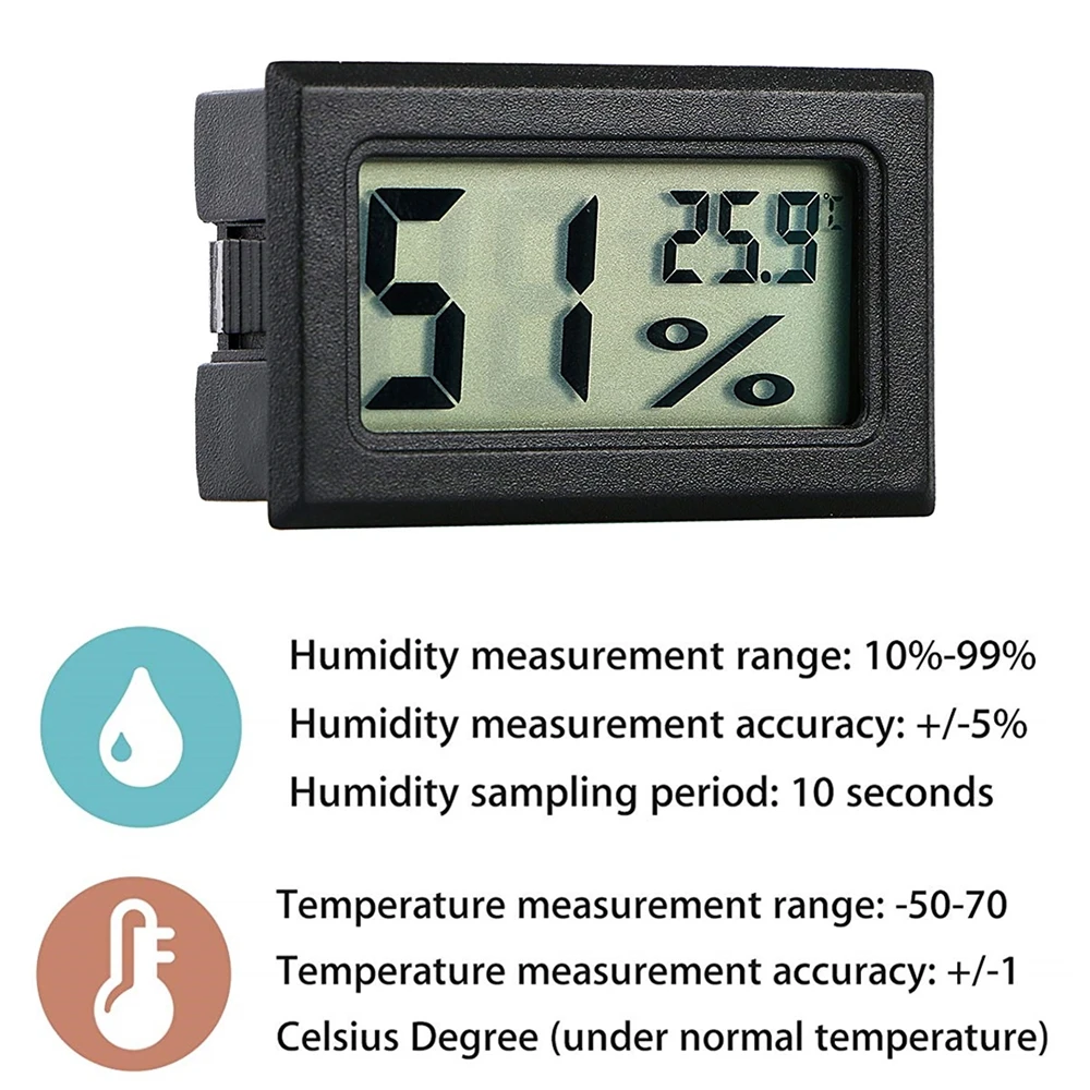 

Mini Black Digital LCD Temperature Humidity Indoor Room Humidity Meter Thermometer Hygrometer Temperature Sensor Humidity
