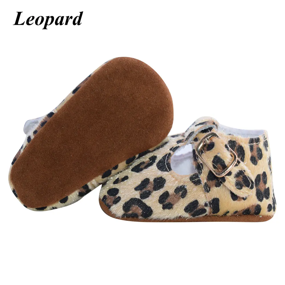 Туфли кремовые с мягкой подошвой для маленьких девочек; шикарные туфли для новорожденных; Детские кроссовки с золотыми пряжками - Цвет: leopard