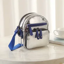 WOONAM Модный женский топ из натуральной телячьей кожи, серебристый металлик, сумка на плечо, WB999