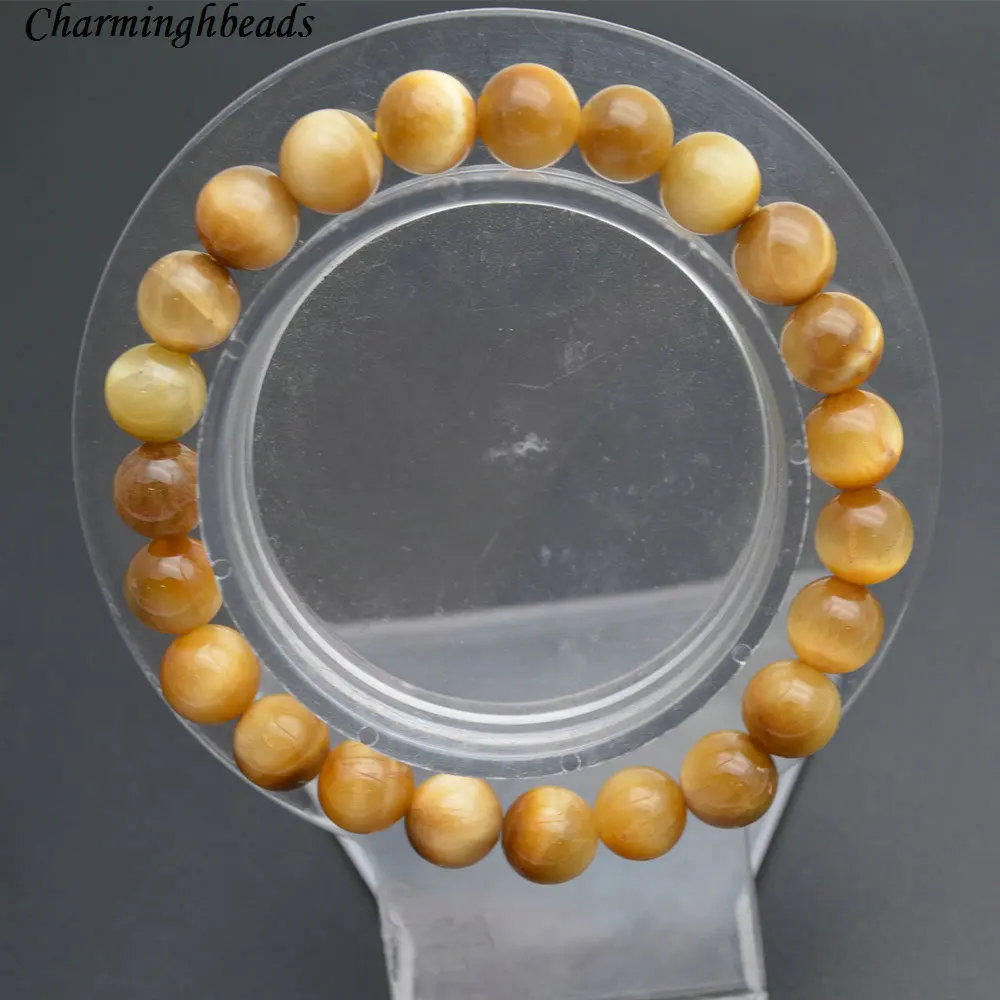 

Natural Yellow Tiger Eye 8mm Stone Round Beads Elastic Line Stretch Bracelet