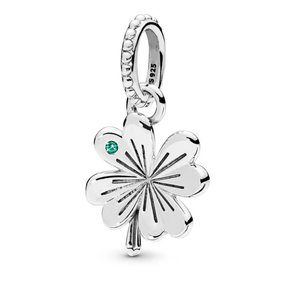 

Authentic S925 Sterling Silver DIY Jewelry Lucky Four Leaf Petals Dangle Charms fit Pandora Bracelet Bangle
