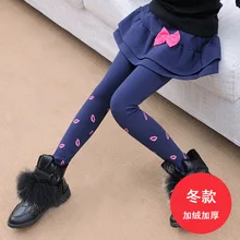 Леггинсы для девочек; Сезон Зима; Костюмы Новые плотные теплые штаны с плюшевой подкладкой для детей Универсальная юбка-брюки