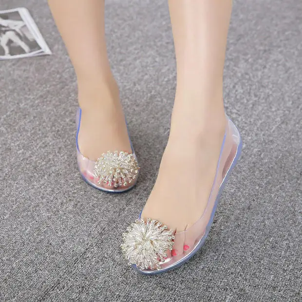 clear plastic flat shoes