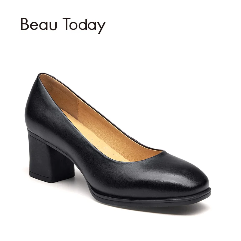 Женские туфли лодочки без застежки BeauToday Офисные брендовые из натуральной яловой