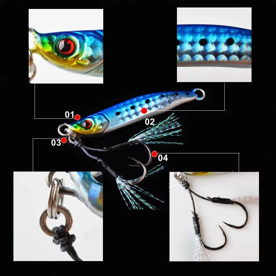 TOMA Slow Fall Luminous Metal Jig Lead Fish 20g 40g Concave Body Cast Shore Jigging Artificial Bass Bait Fishing Tackle
