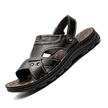 Новые повседневные мужские мягкие сандалии удобные мужские летние кожаные сандалии мужские летние пляжные сандалии в римском стиле Большие размеры 38-48