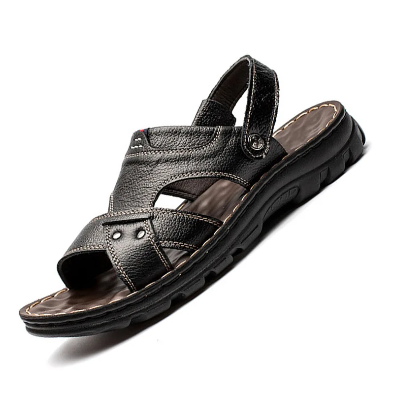 

New Casual Men Soft Sandals Comfortable Men Summer Leather Sandals Men Roman Summer Outdoor Beach Sandals Big Size 38-48
